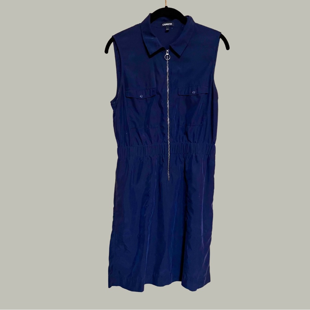Express Women’s Sleeveless Zip Dress Navy (MD)